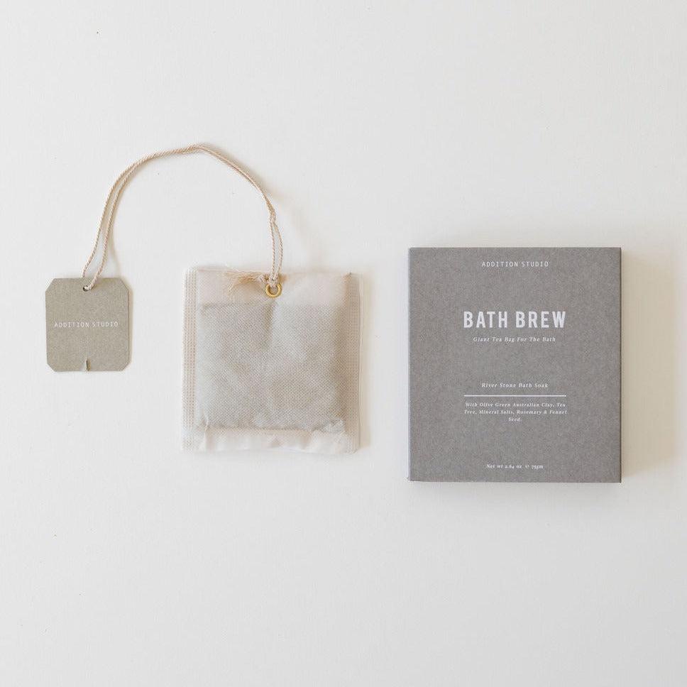 Unwind and relax with this Addition Studio organic Riverstone bath brew tea bag.