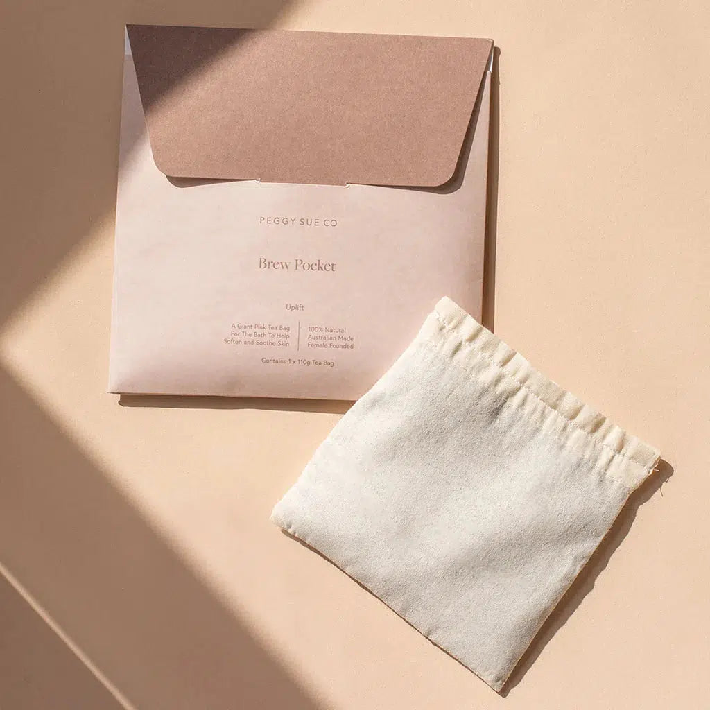 A white envelope with a Uplift | brew pocket from Peggy Sue Co. on it.